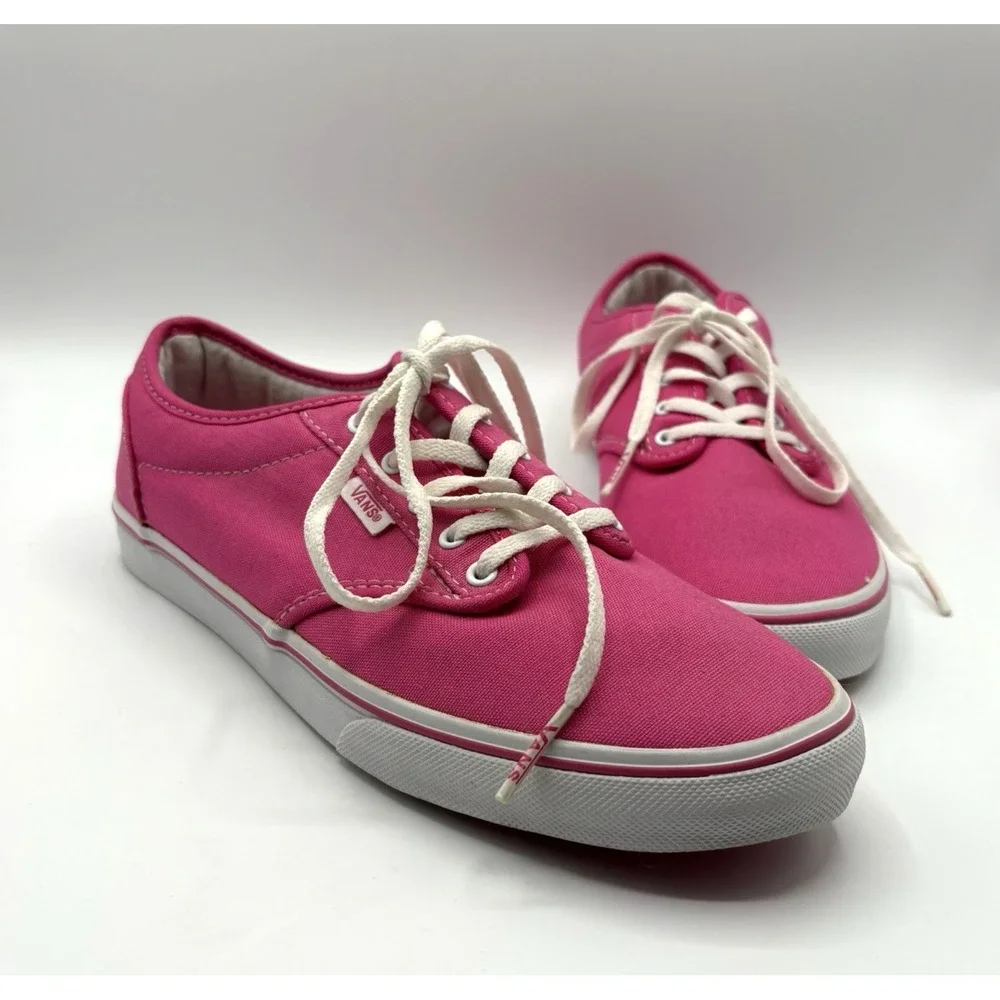 VANS Atwood Sneakers Women's Size 8 Bright‎ Pink Classic Canvas Lace Up Shoe